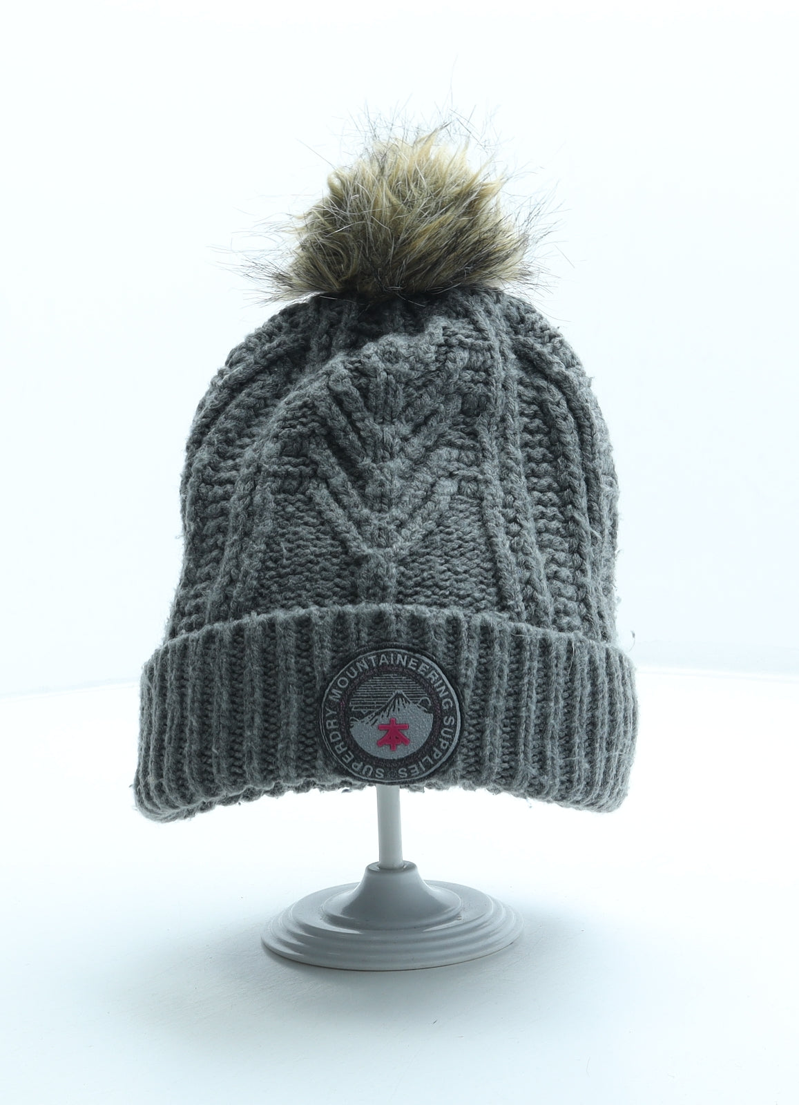 Superdry Womens Grey Acrylic Beanie One Size - Logo