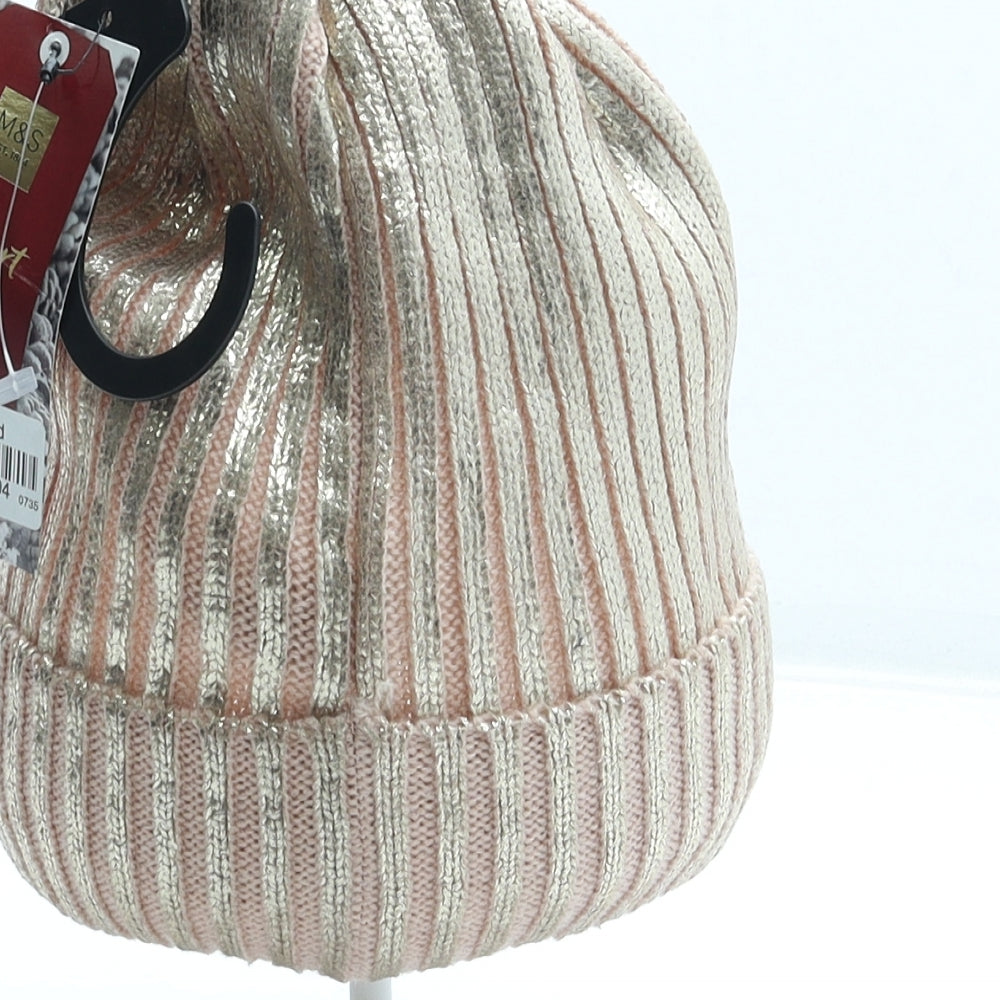 Marks and Spencer Womens Pink Acrylic Bobble Hat One Size - Metallic