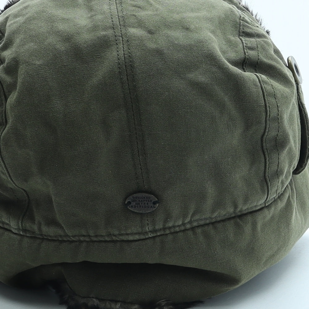 NEXT Mens Green Polyester Trapper Hat Size L - Faux Fur