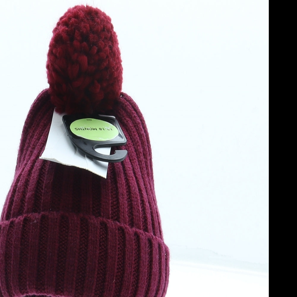 Marks and Spencer Girls Purple Acrylic Bobble Hat Size S