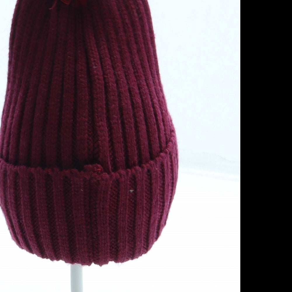 Marks and Spencer Girls Purple Acrylic Bobble Hat Size S