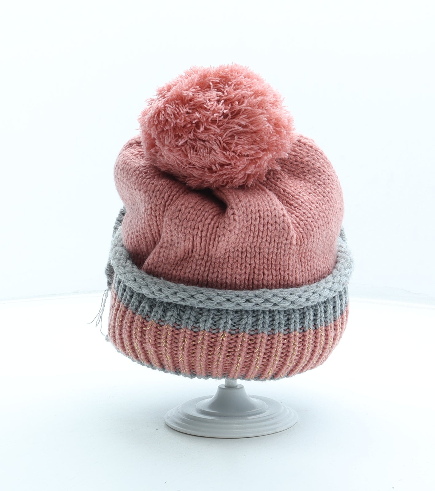 Preworn Womens Pink Acrylic Bobble Hat One Size