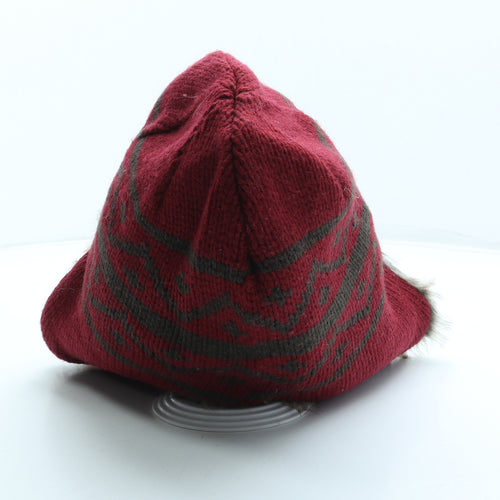 Matalan Womens Red Acrylic Bonnet One Size - Faux Fur