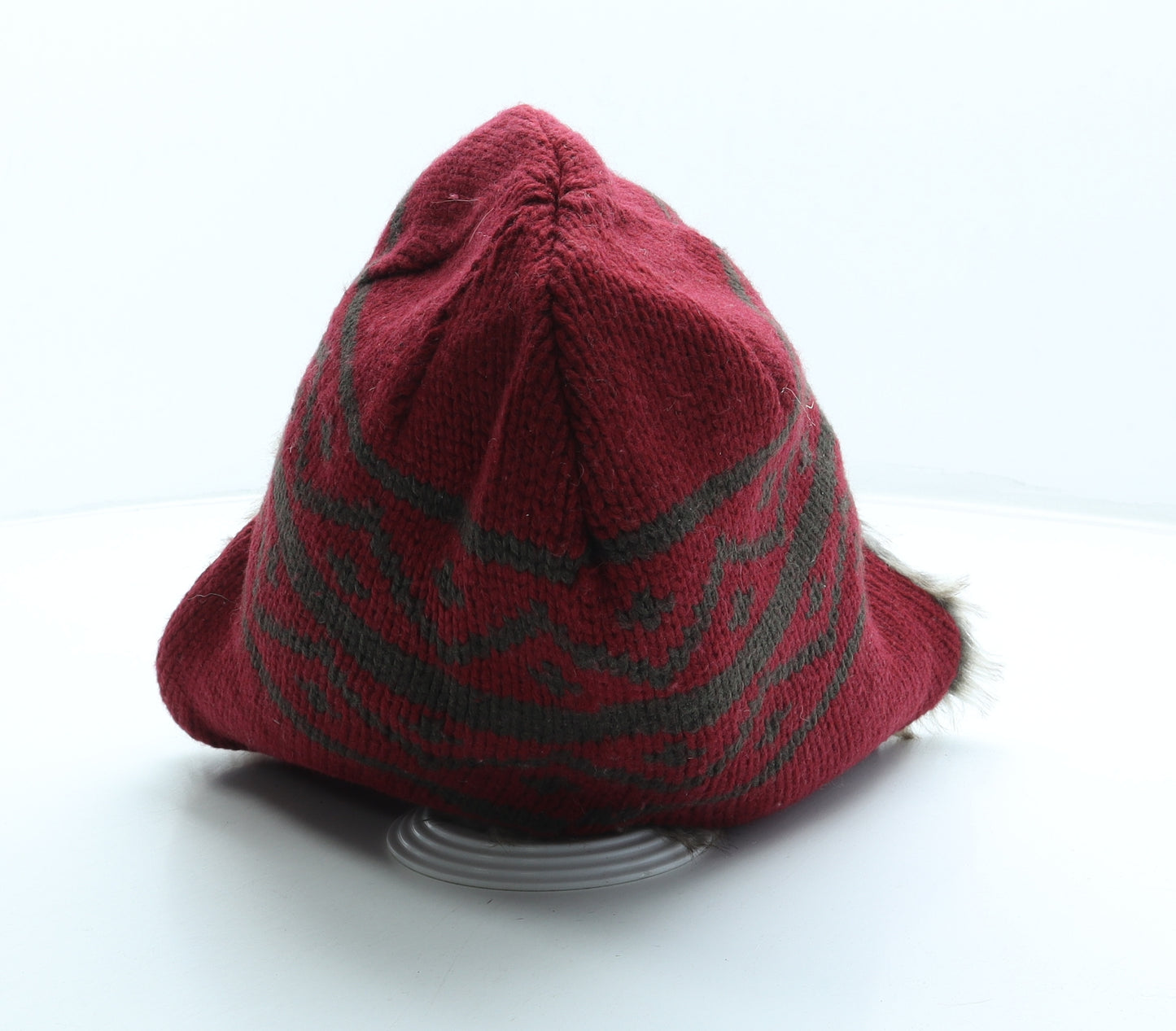 Matalan Womens Red Acrylic Bonnet One Size - Faux Fur
