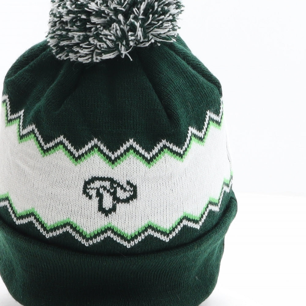 Tramlines Womens Green Geometric Acrylic Bobble Hat One Size