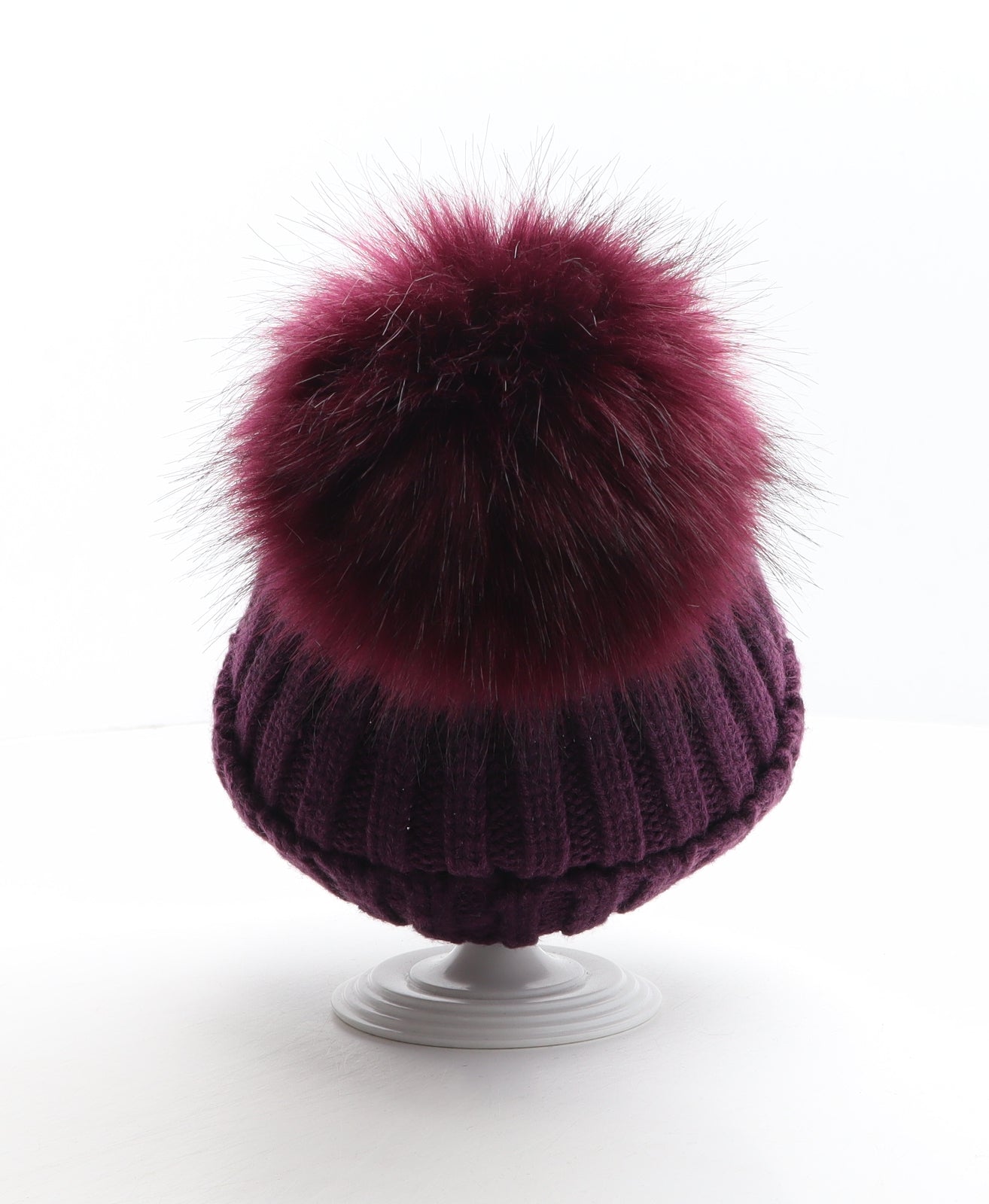 Preworn Womens Purple Acrylic Bobble Hat One Size
