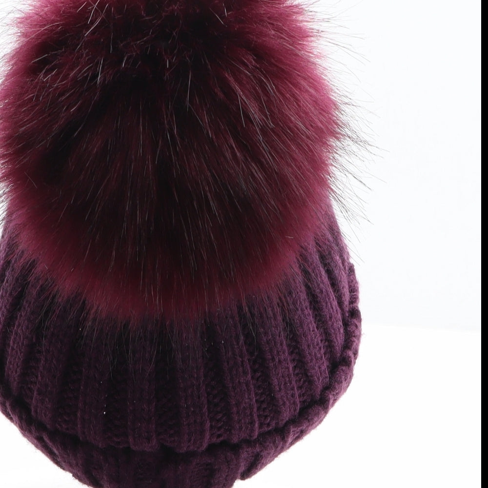 Preworn Womens Purple Acrylic Bobble Hat One Size