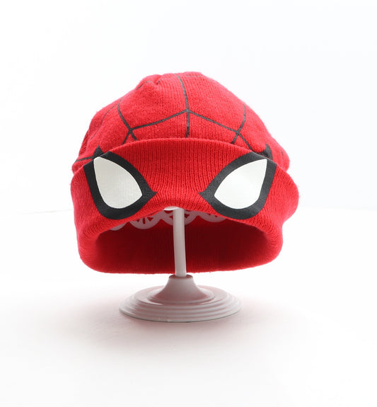 George Boys Red Acrylic Beanie One Size - Hidden Panel, Spiderman, Marvel