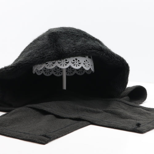 Preworn Womens Black Polyester Bonnet One Size - Scarf attached
