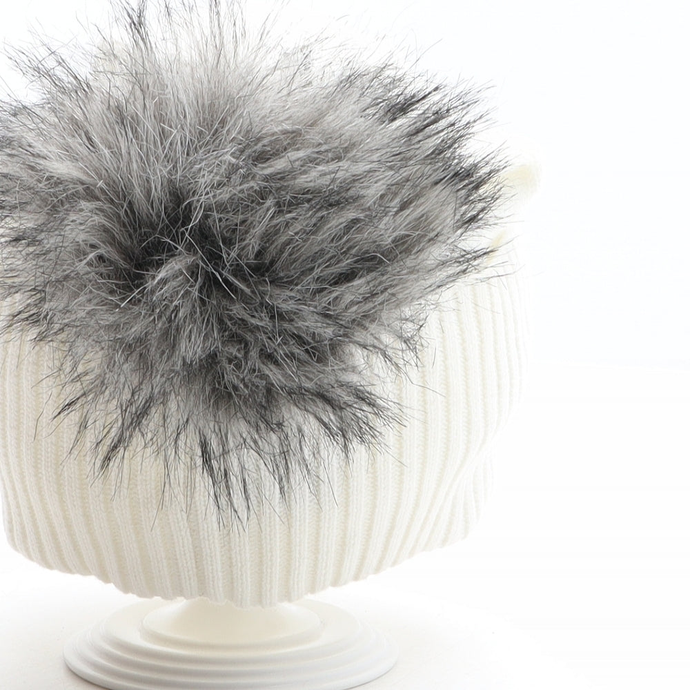 Armani Exchange Womens White 100% Cotton Bobble Hat One Size