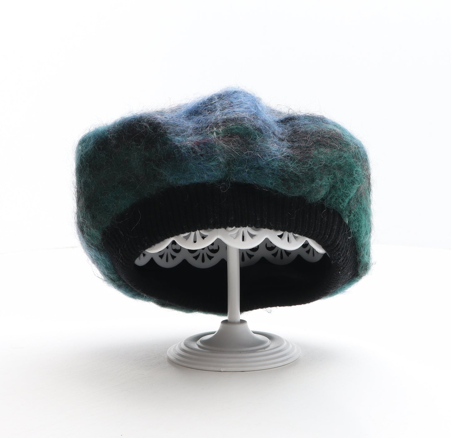 James Pringle Weavers Womens Multicoloured Plaid Mohair Beret One Size
