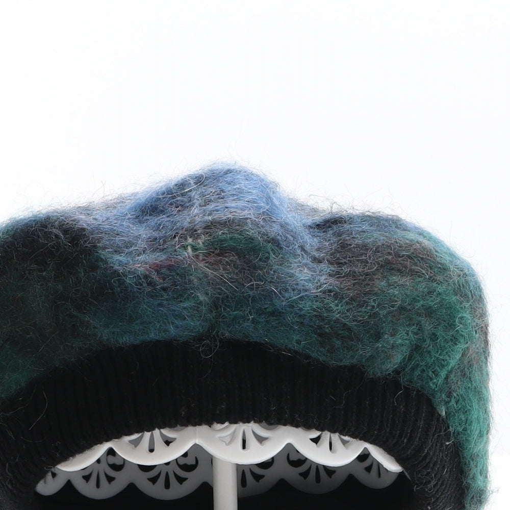 James Pringle Weavers Womens Multicoloured Plaid Mohair Beret One Size