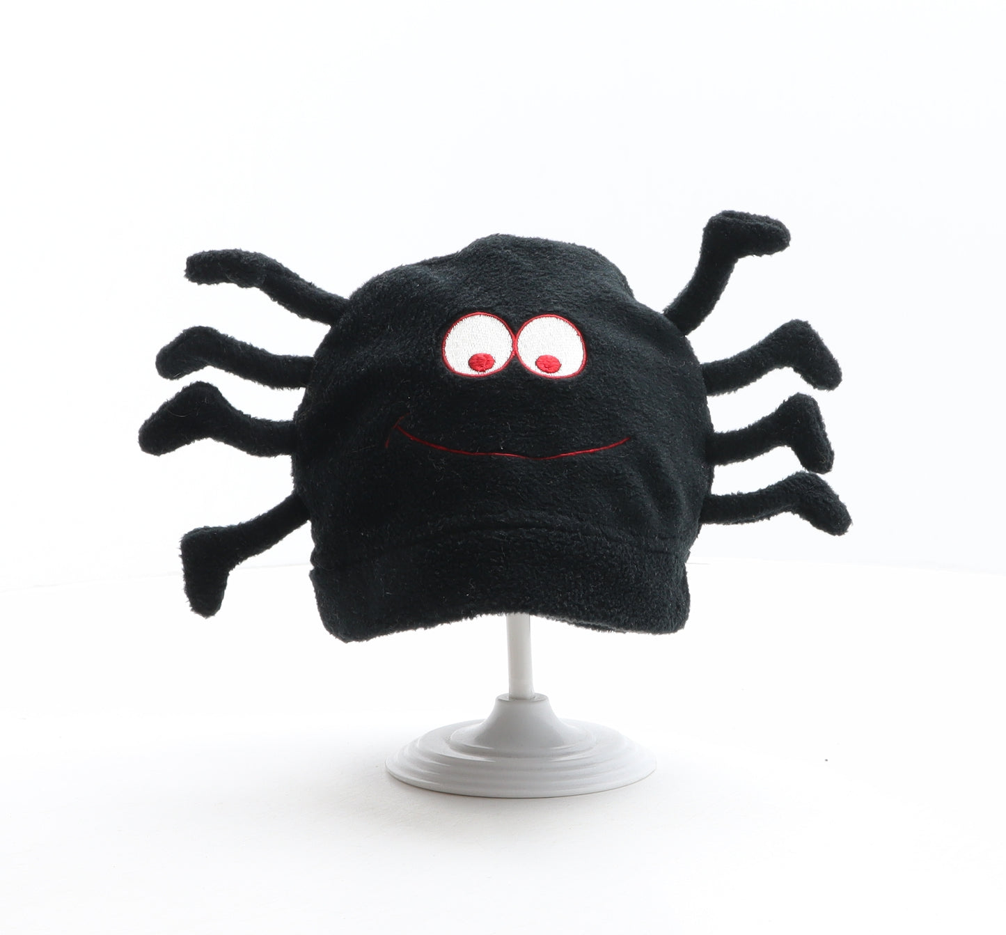 Preworn Boys Black Polyester Beanie One Size - Spider design
