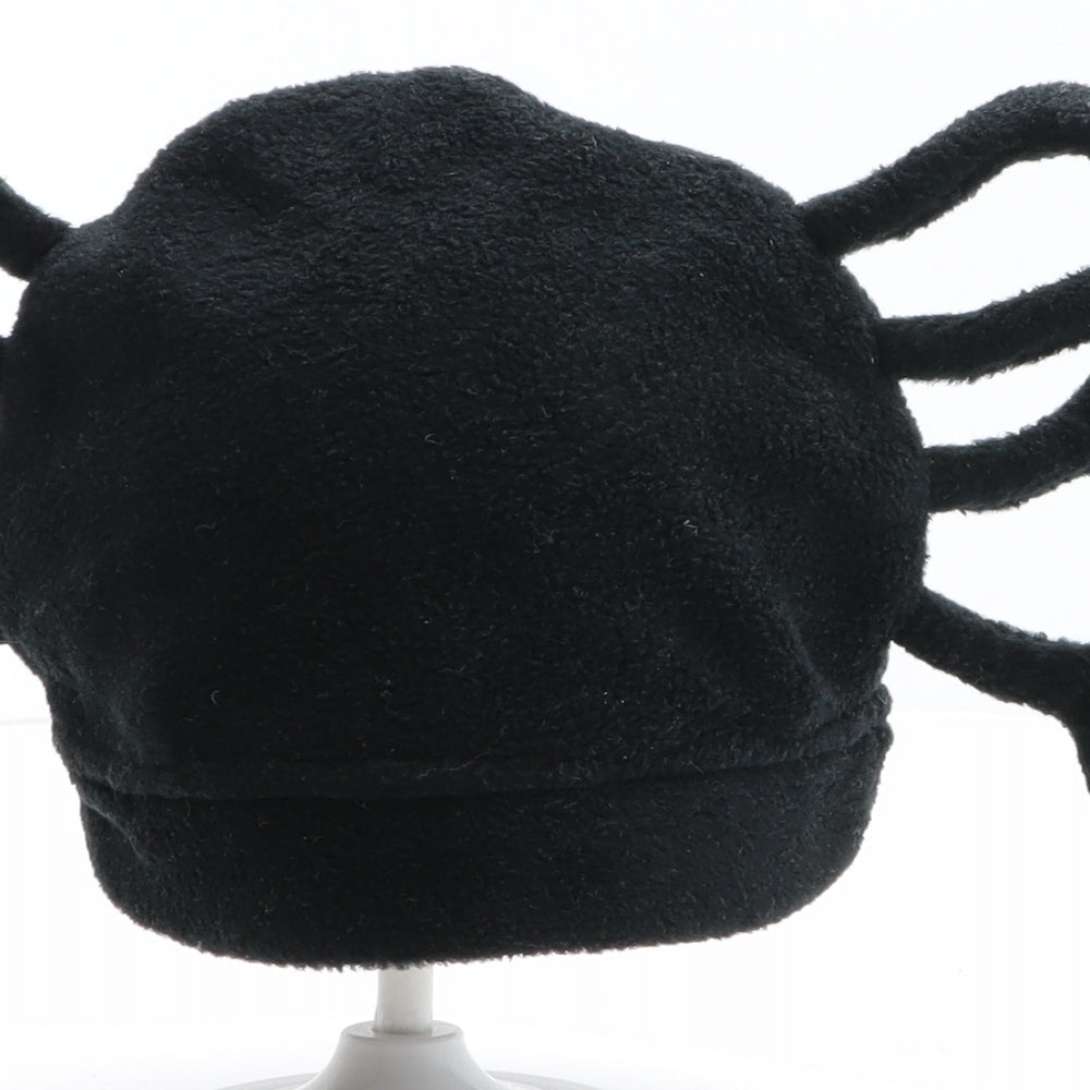 Preworn Boys Black Polyester Beanie One Size - Spider design