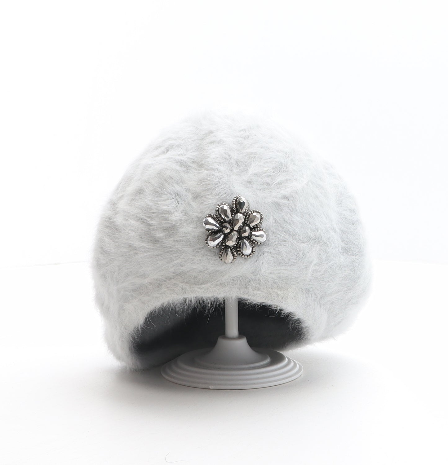 Preworn Womens Grey Angora Beret One Size