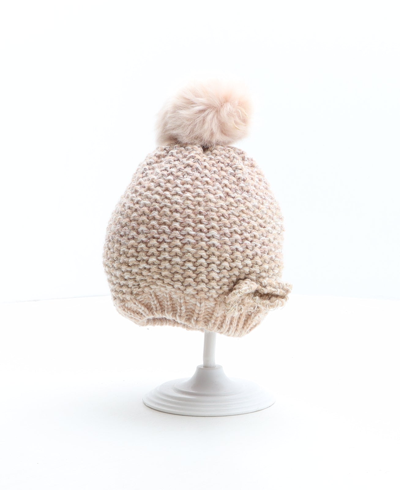 F&F Girls Pink Acrylic Bobble Hat One Size