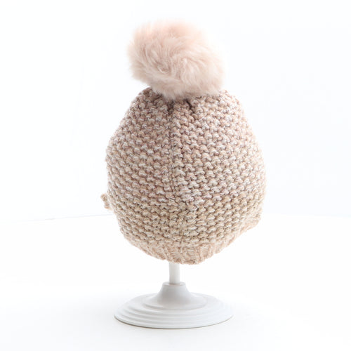 F&F Girls Pink Acrylic Bobble Hat One Size