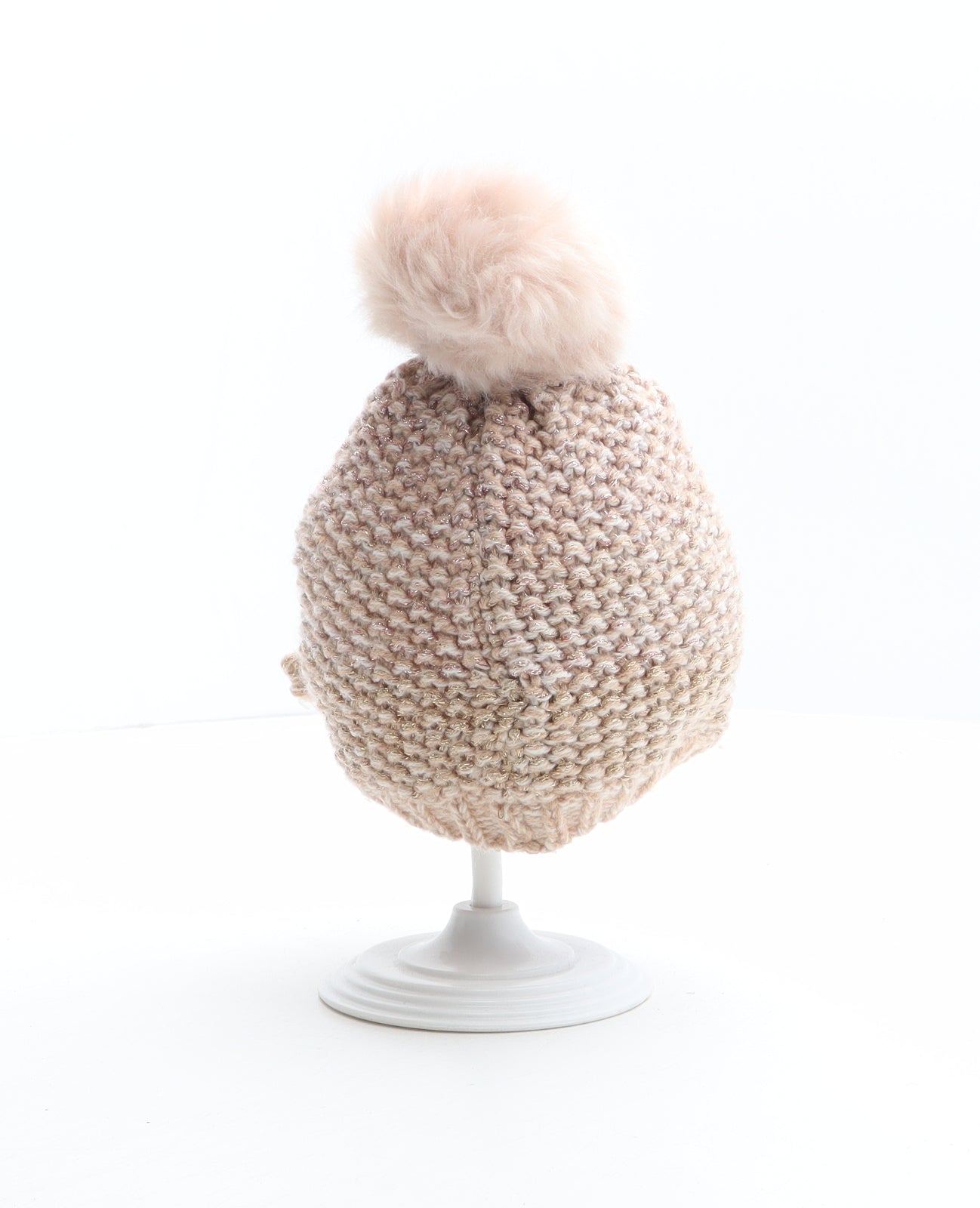 F&F Girls Pink Acrylic Bobble Hat One Size