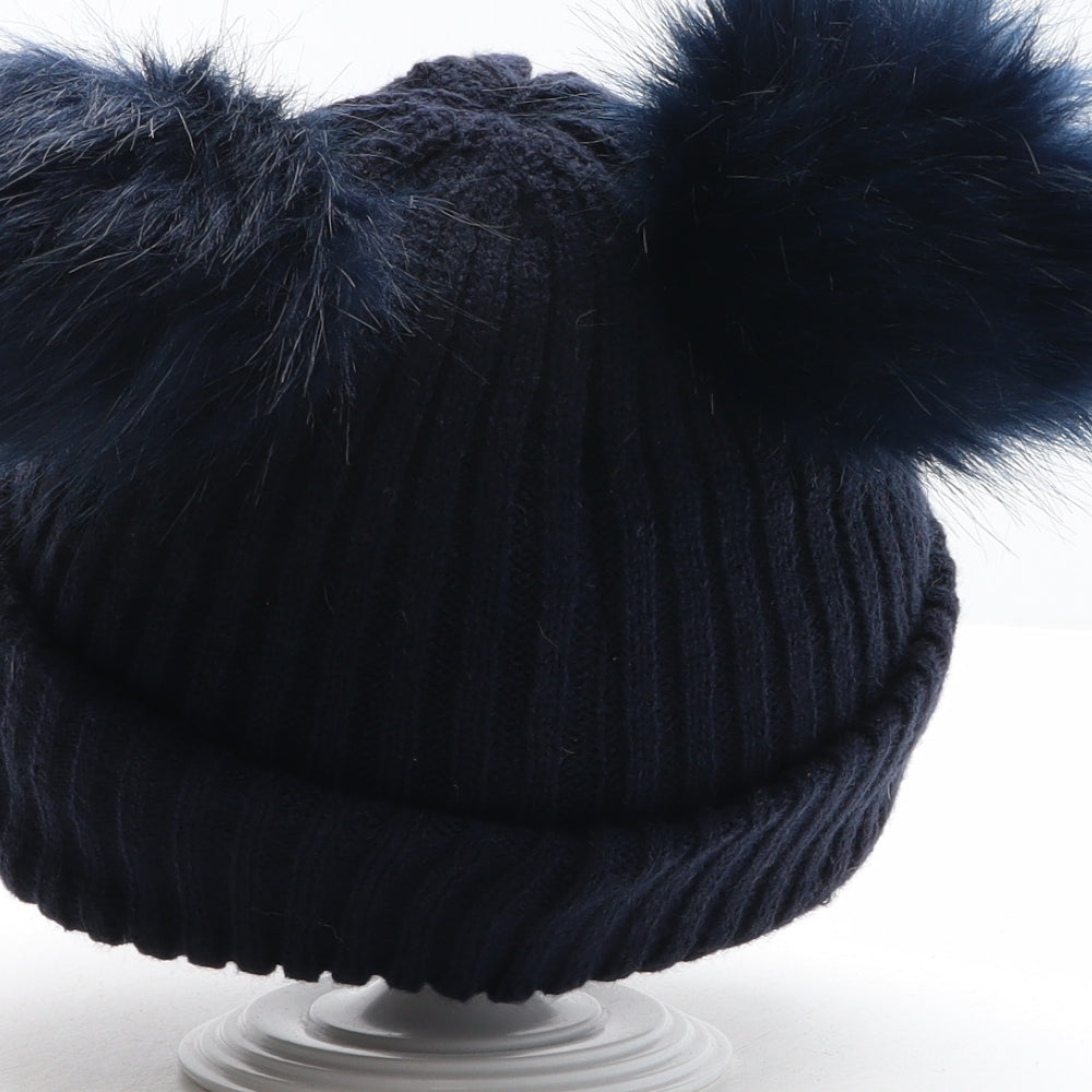 Zoella Womens Blue Acrylic Bobble Hat One Size