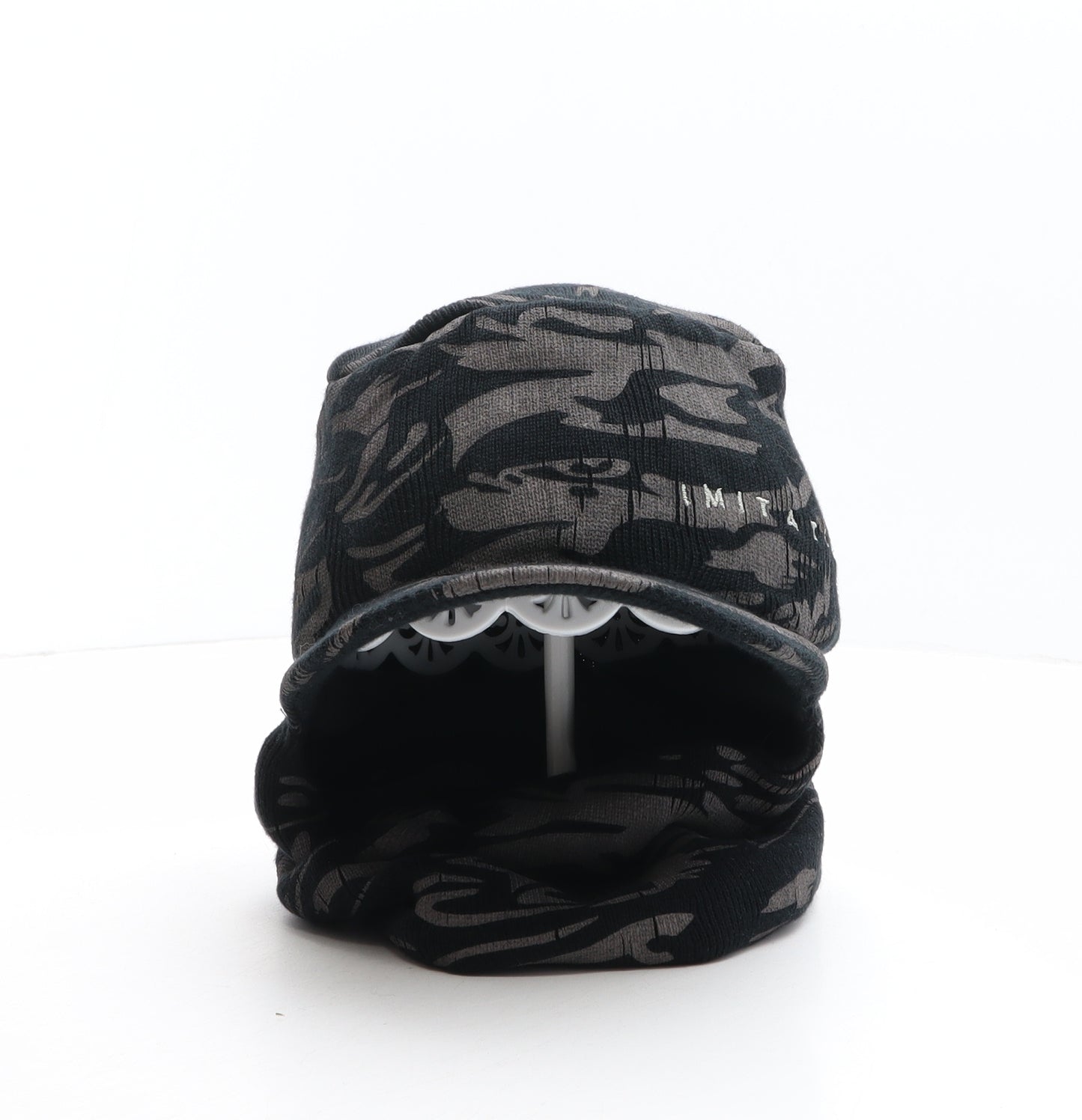 Imitation Mens Black Geometric Acrylic Balaclava One Size