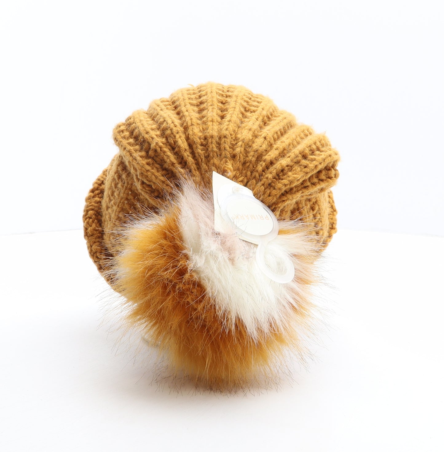 Primark Womens Orange Acrylic Bobble Hat One Size