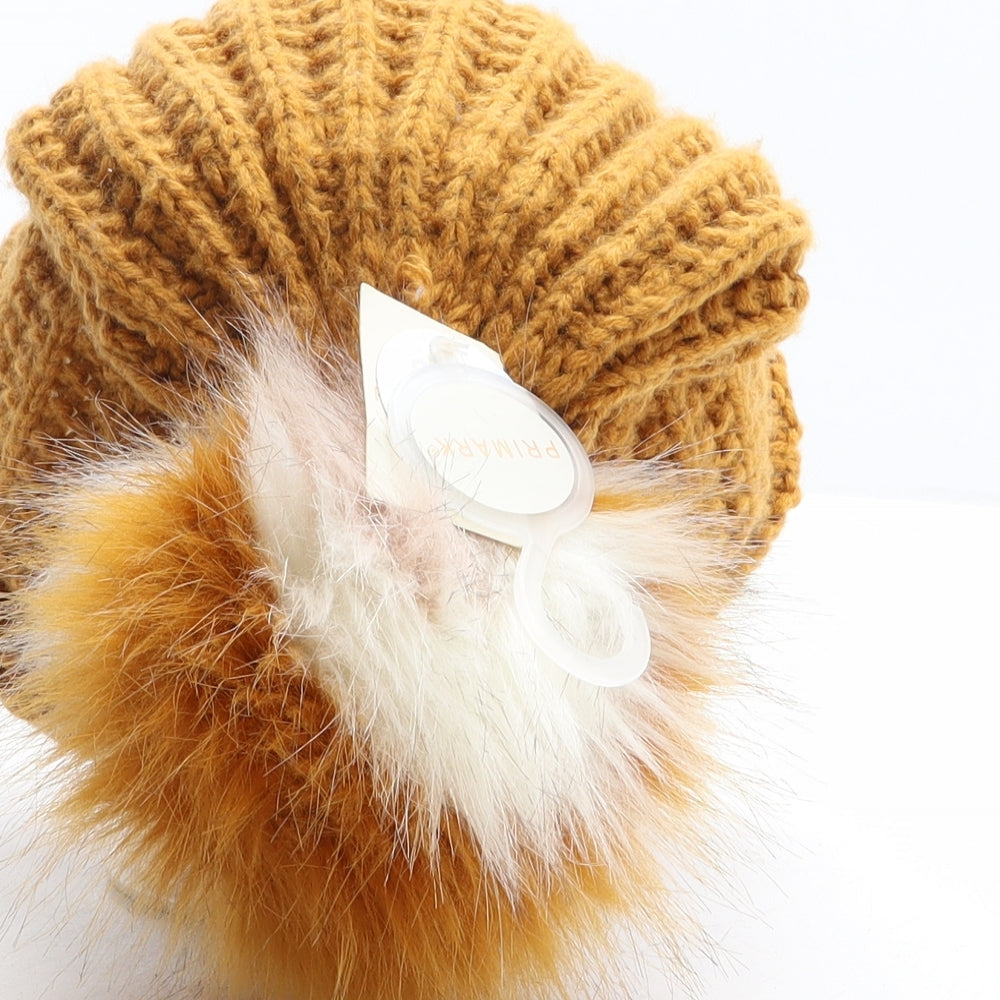 Primark Womens Orange Acrylic Bobble Hat One Size