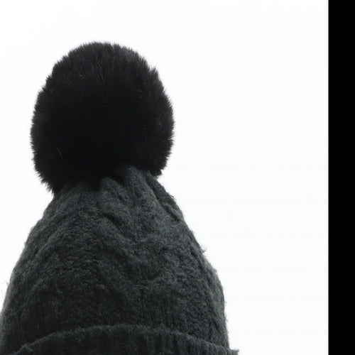 F&F Womens Black Acrylic Bobble Hat One Size
