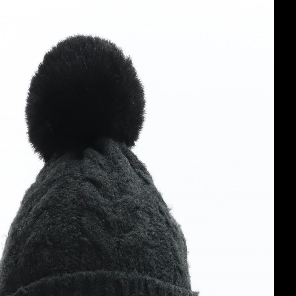 F&F Womens Black Acrylic Bobble Hat One Size