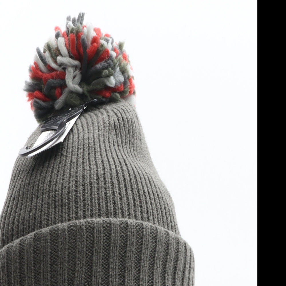 Matalan Mens Grey Acrylic Beanie One Size - Pom Pom