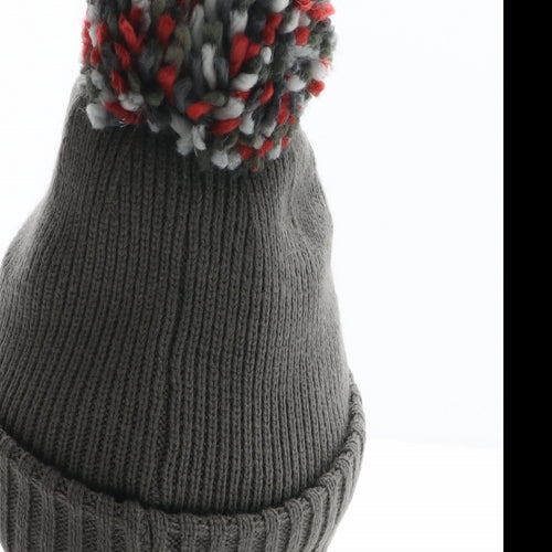 Matalan Mens Grey Acrylic Beanie One Size - Pom Pom