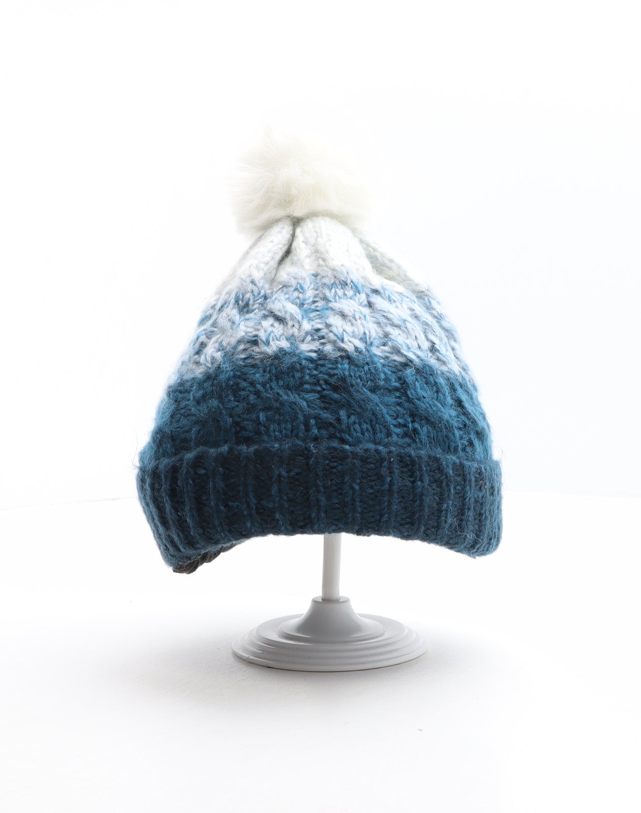 Mountain Warehouse Womens Blue Striped Acrylic Bobble Hat One Size