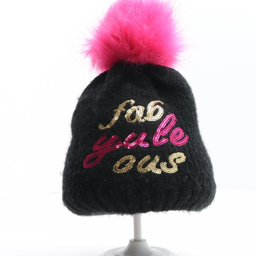 George Womens Black Acrylic Bobble Hat One Size