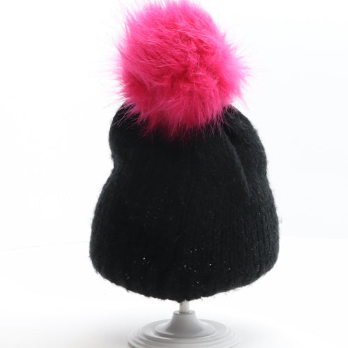 George Womens Black Acrylic Bobble Hat One Size
