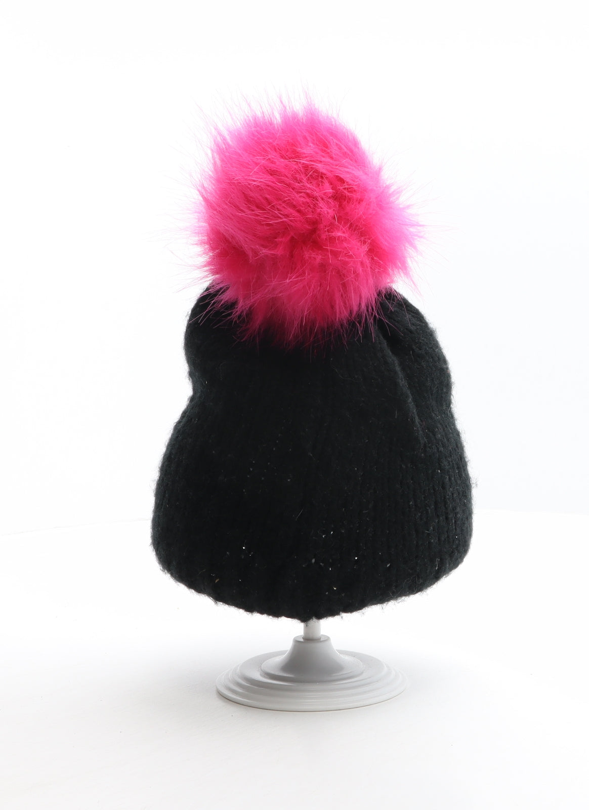George Womens Black Acrylic Bobble Hat One Size