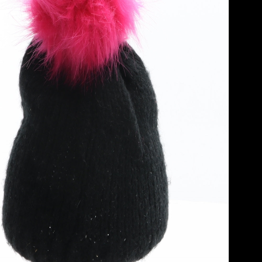 George Womens Black Acrylic Bobble Hat One Size