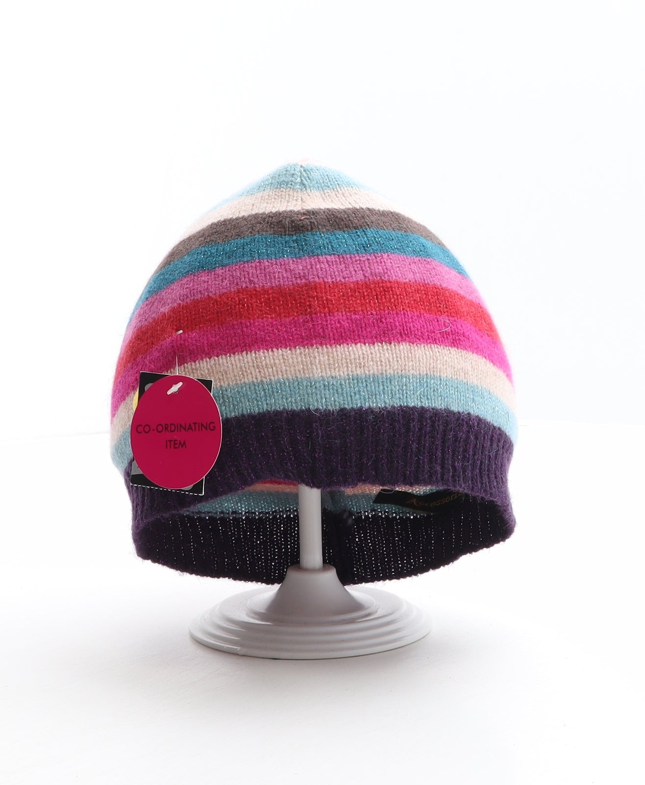 Accessorize Womens Multicoloured Striped Wool Beanie One Size
