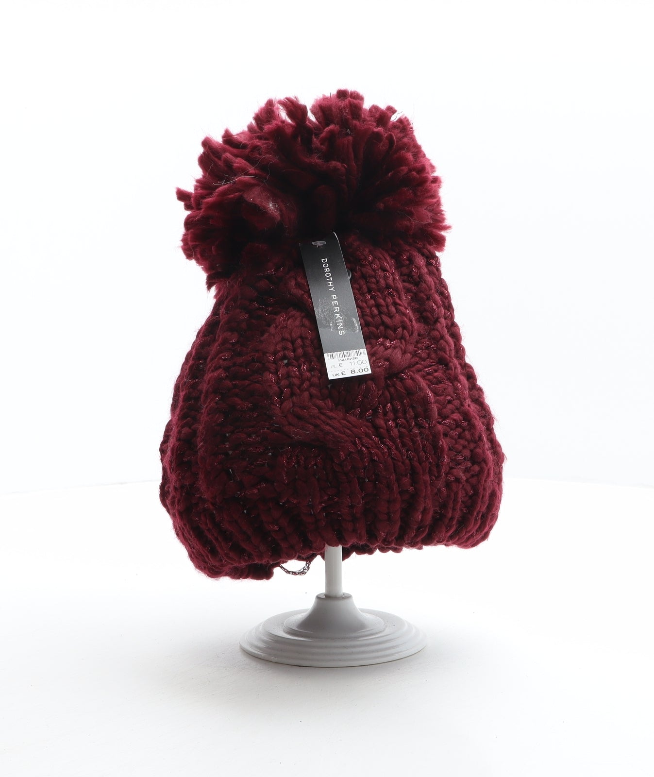 Dorothy Perkins Womens Red Acrylic Bobble Hat One Size