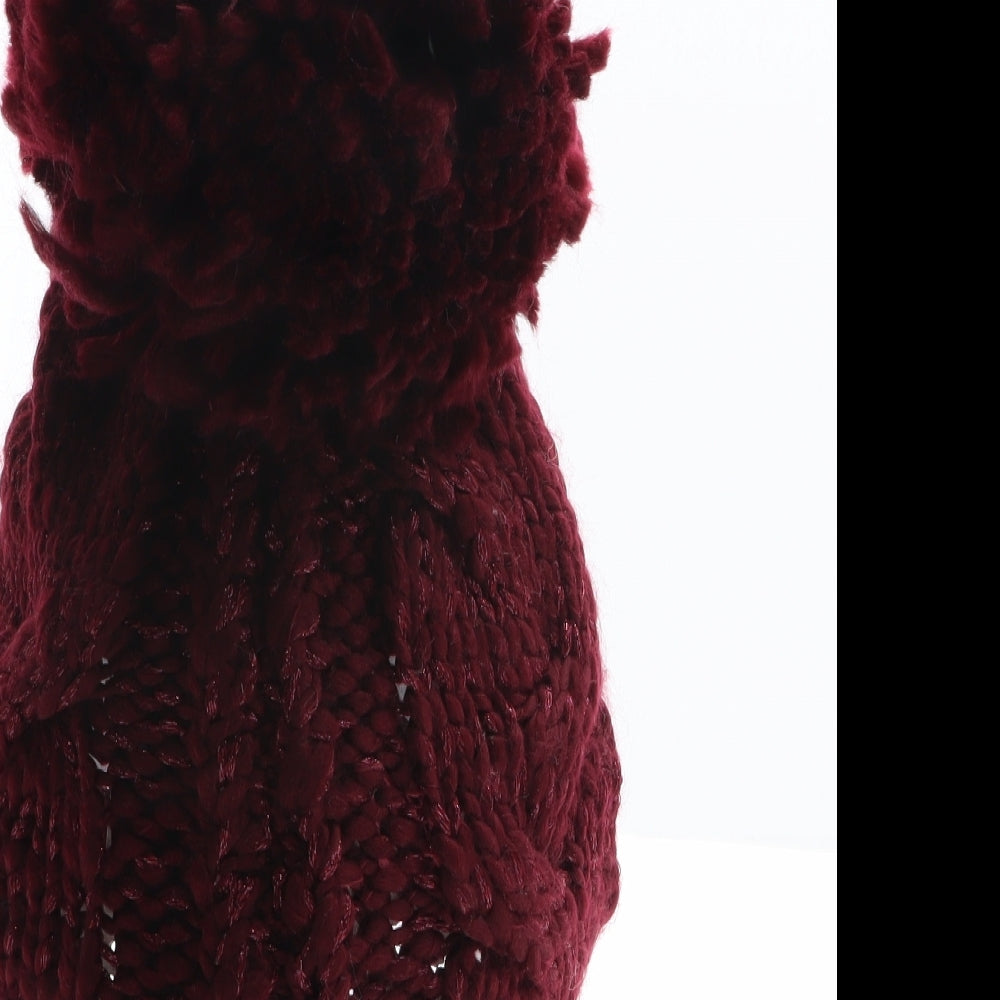 Dorothy Perkins Womens Red Acrylic Bobble Hat One Size