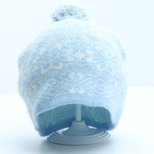 John Lewis Womens Blue Fair Isle Wool Bobble Hat One Size