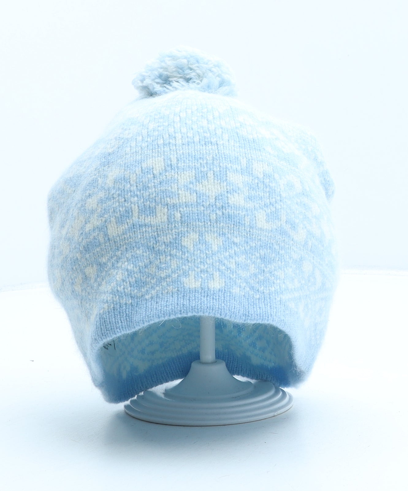John Lewis Womens Blue Fair Isle Wool Bobble Hat One Size