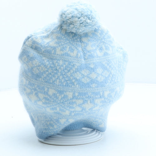 John Lewis Womens Blue Fair Isle Wool Bobble Hat One Size