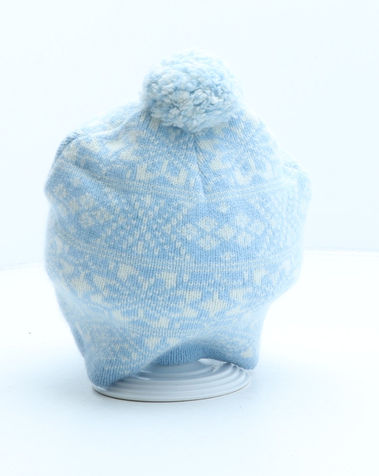 John Lewis Womens Blue Fair Isle Wool Bobble Hat One Size