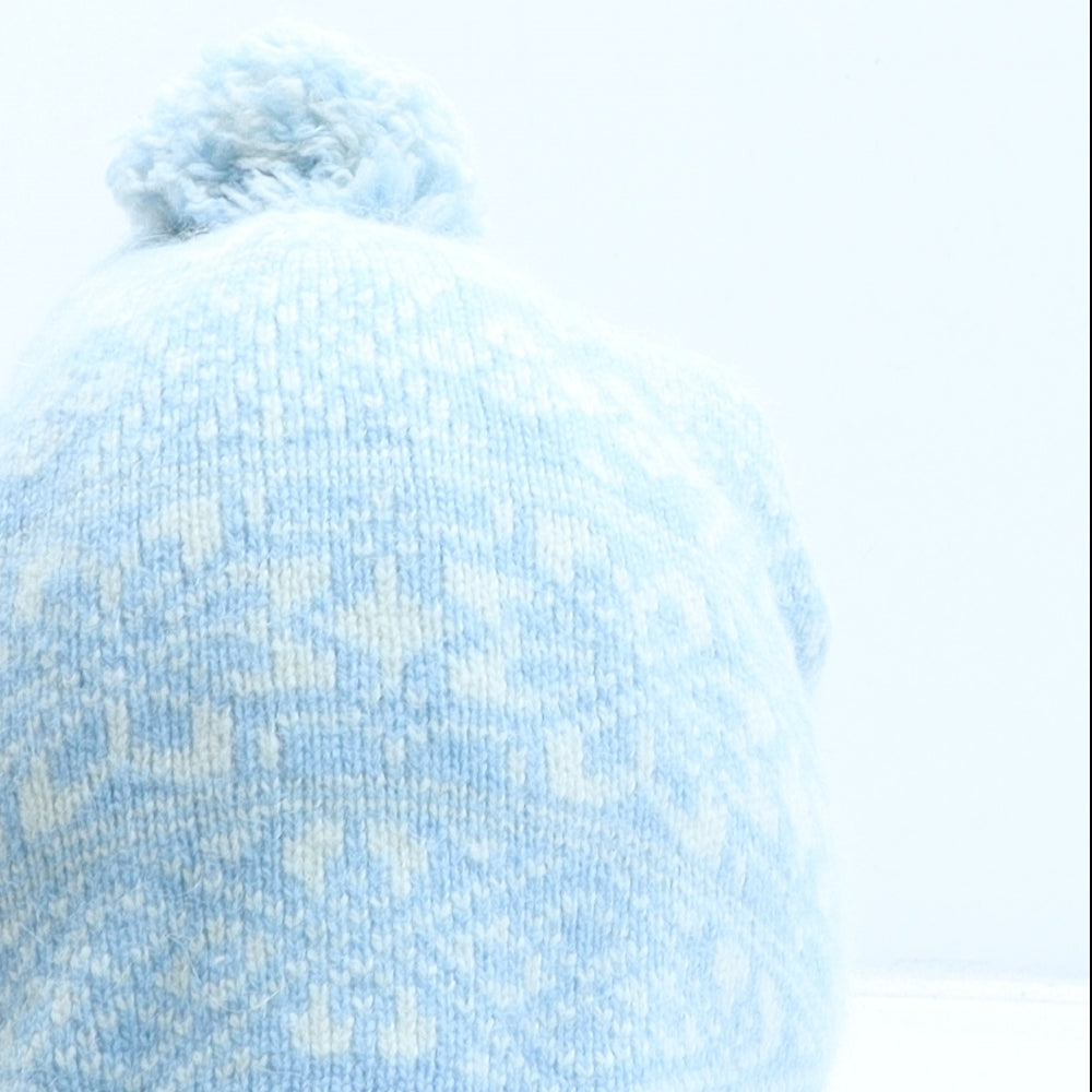 John Lewis Womens Blue Fair Isle Wool Bobble Hat One Size