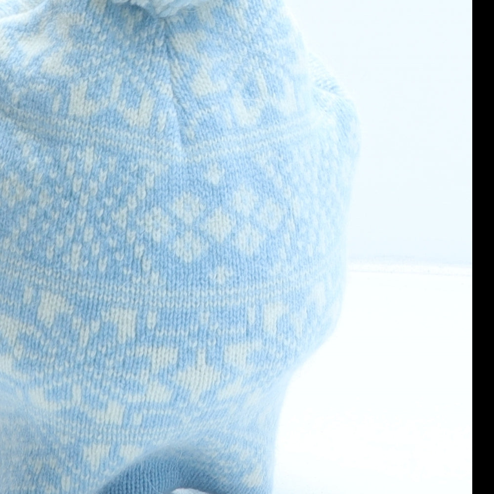 John Lewis Womens Blue Fair Isle Wool Bobble Hat One Size