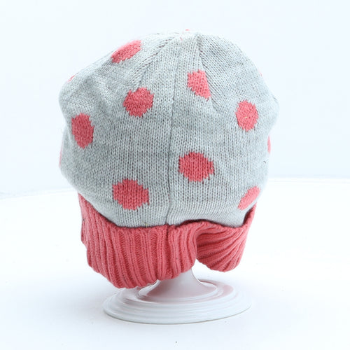 F&F Girls Grey Polka Dot Acrylic Beanie One Size