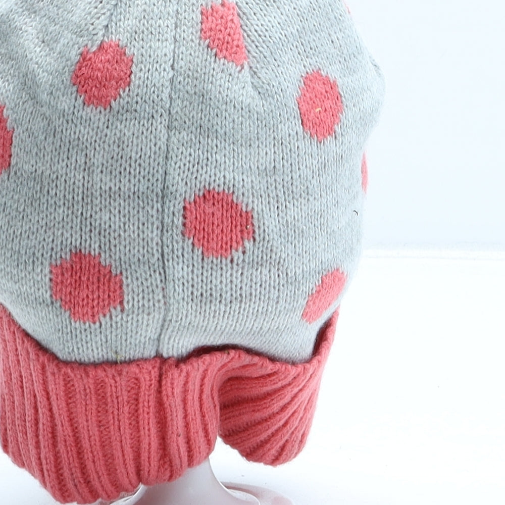 F&F Girls Grey Polka Dot Acrylic Beanie One Size