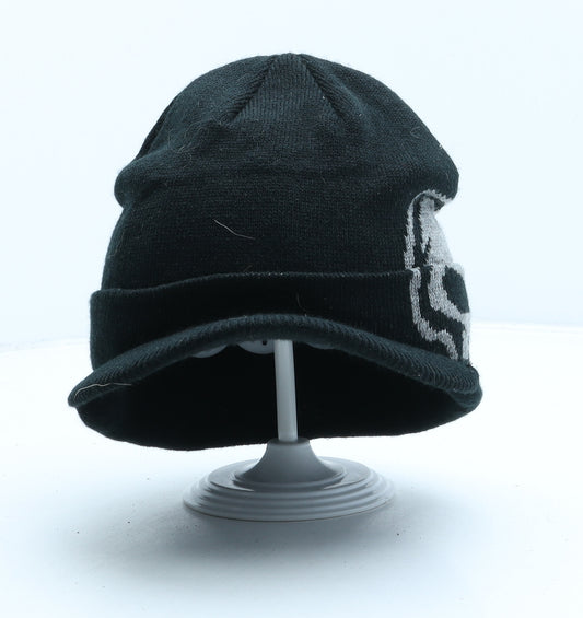 No Fear Boys Black Geometric Acrylic Beanie One Size - Peaked