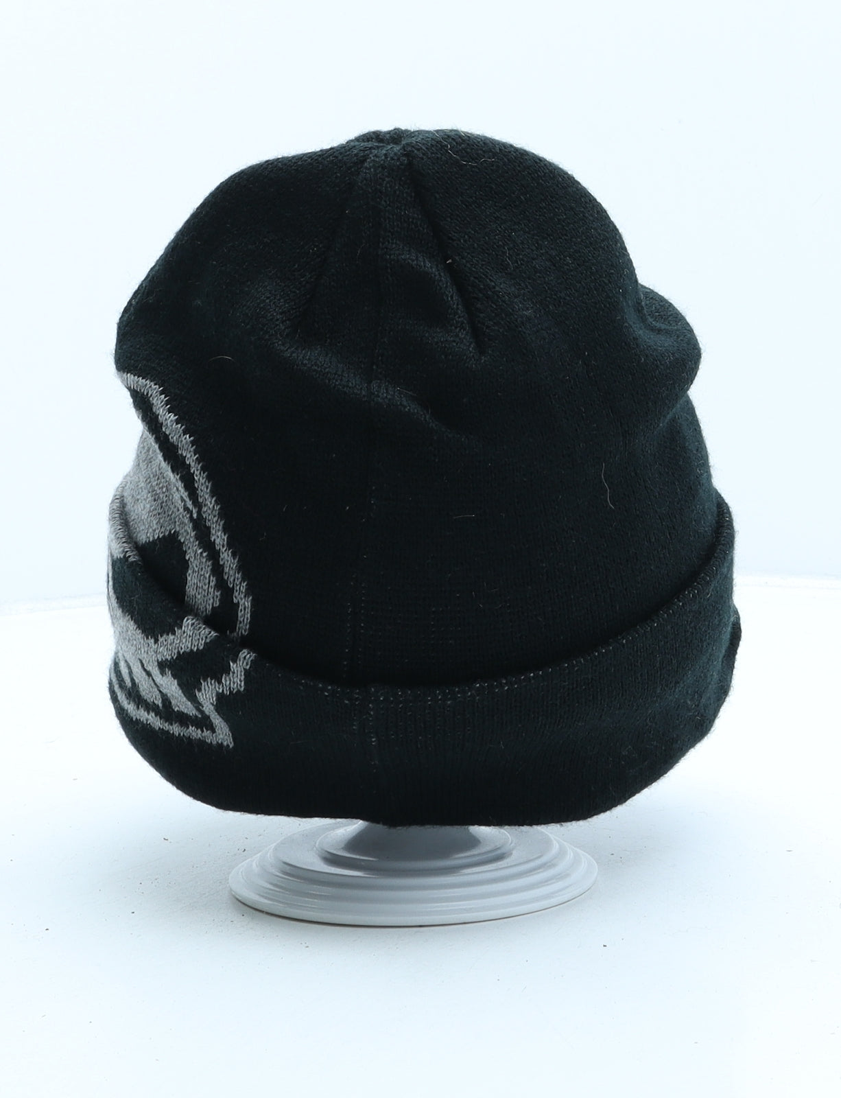 No Fear Boys Black Geometric Acrylic Beanie One Size - Peaked