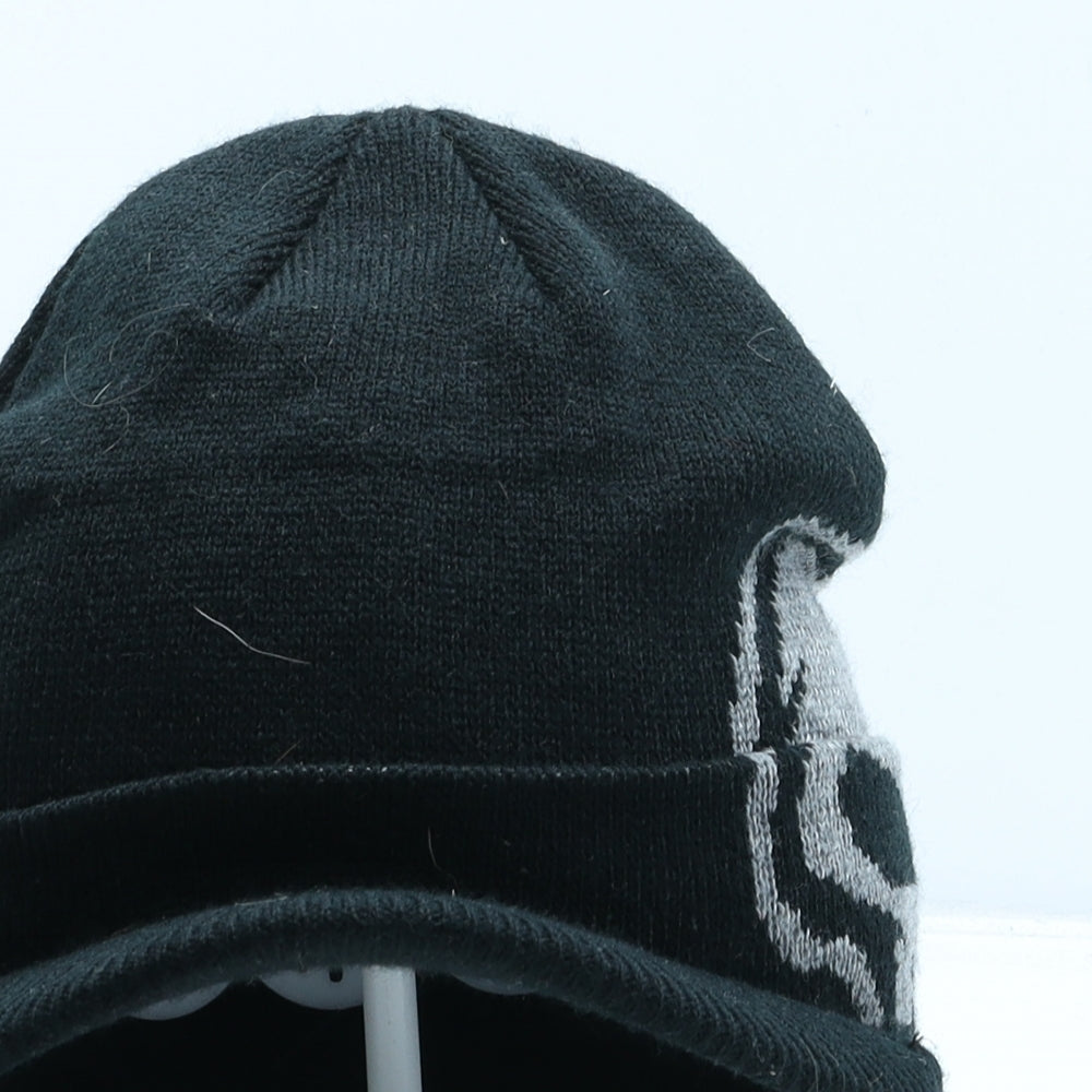 No Fear Boys Black Geometric Acrylic Beanie One Size - Peaked