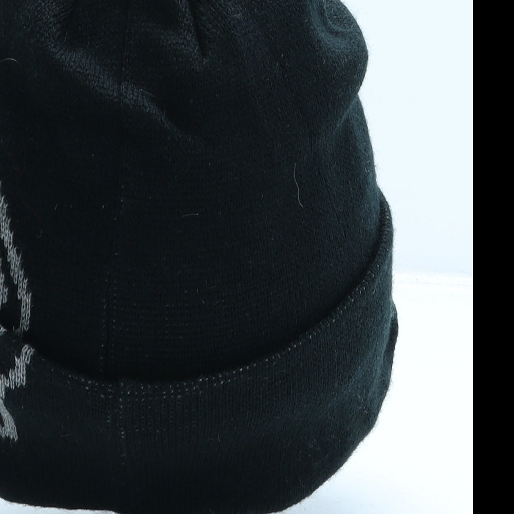 No Fear Boys Black Geometric Acrylic Beanie One Size - Peaked